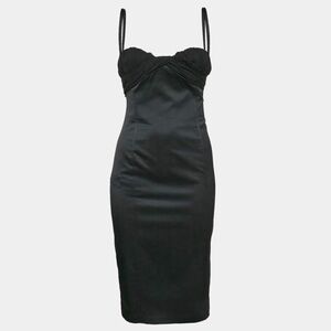 Versace Jeans Couture black draped sleeveless short dress.